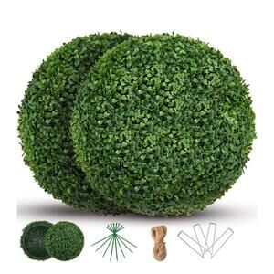 16 Inch Topiary Balls Artificial Outdoor Set of 2